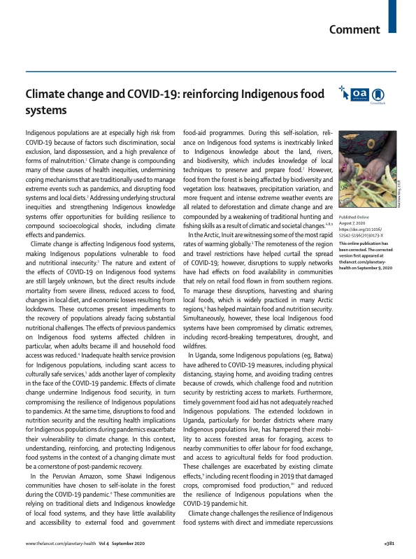 Climate change and COVID-19: reinforcing Indigenous food systems