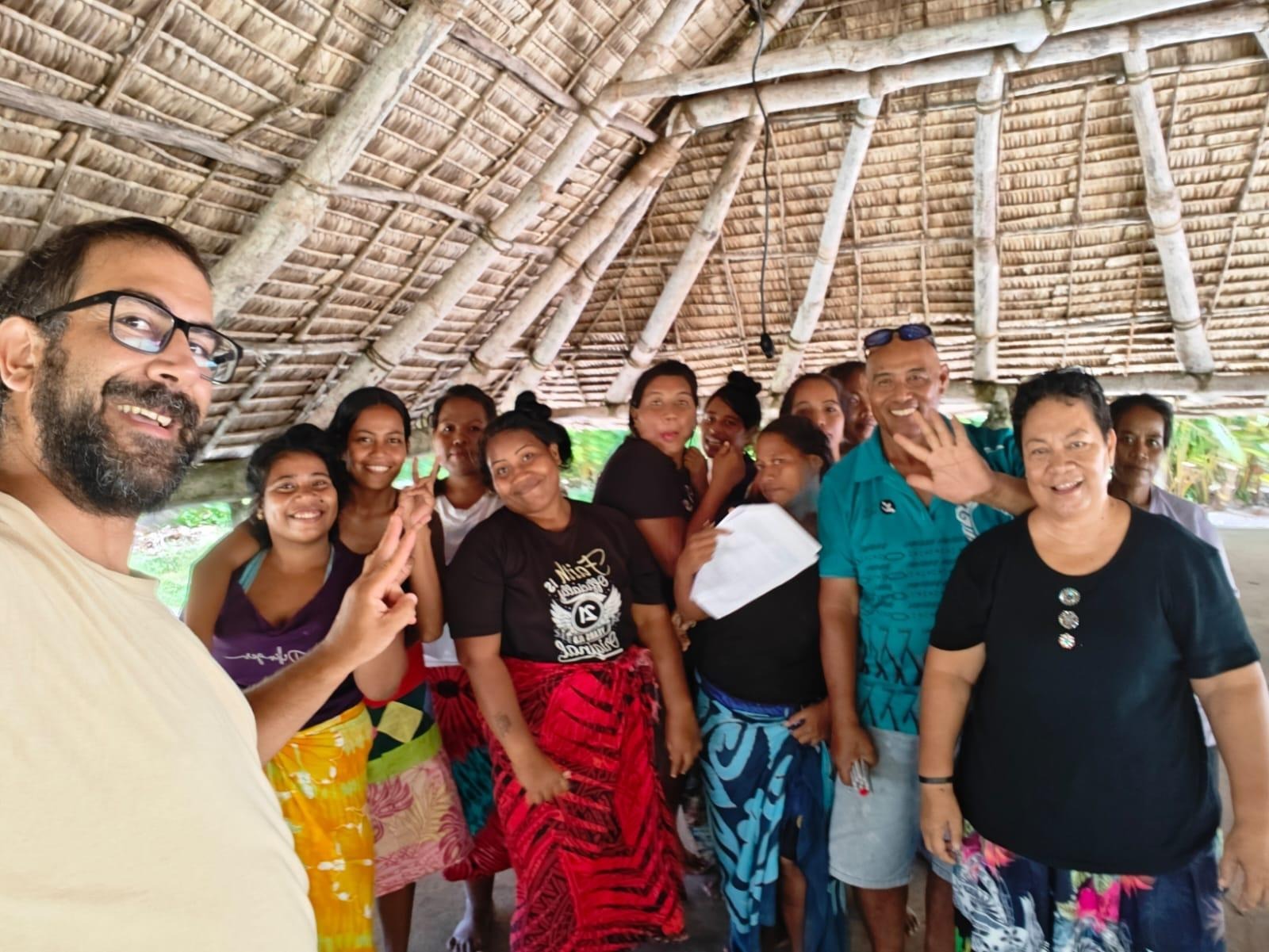 Principal Investigator, John Paul Cauchi, together with Pelenise Alofa and Toaki with the Women's focus group at Ukiangang, Butaritari