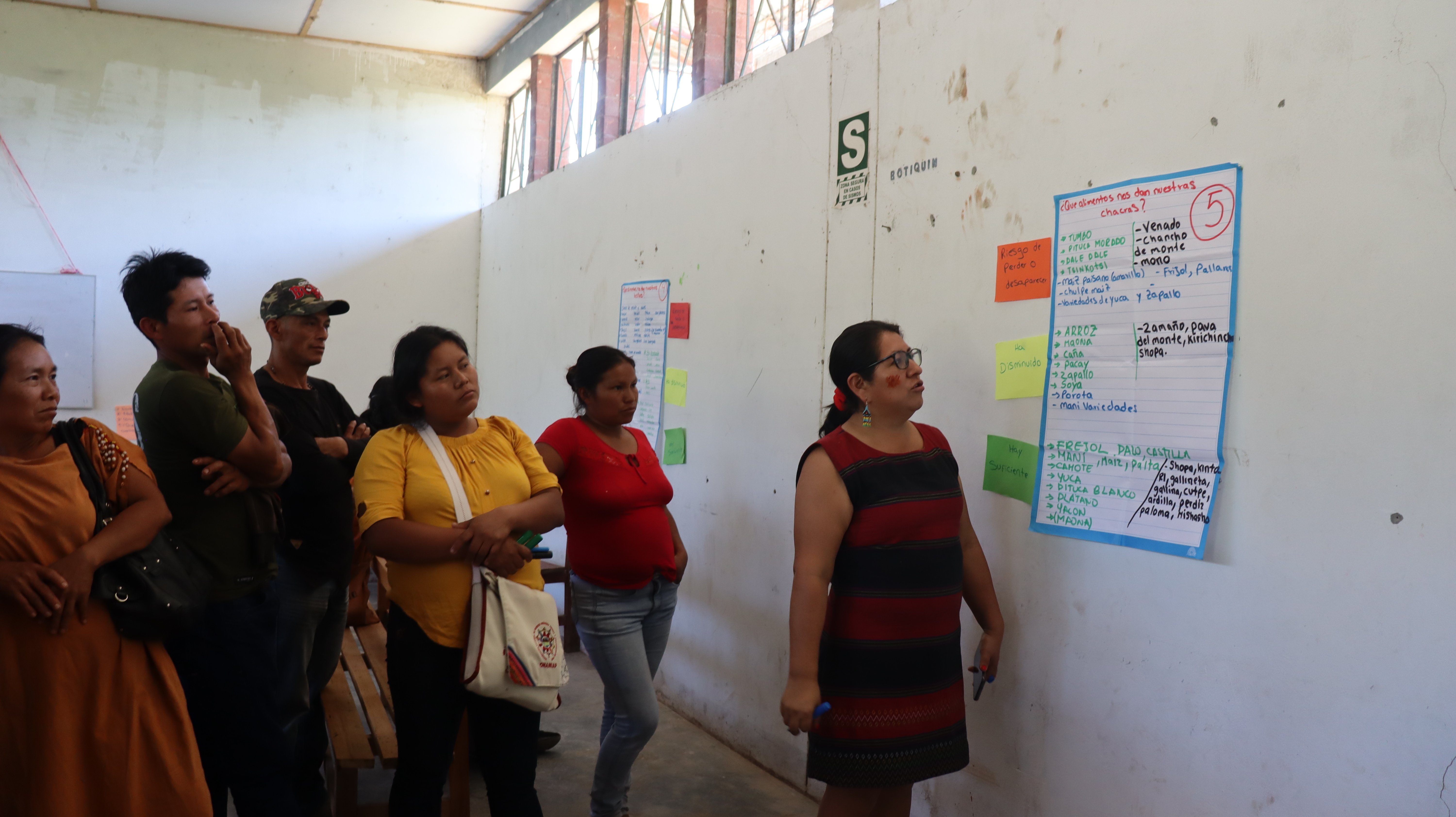 Ashaninka participants reflecting on their their food system in a benefit workshop. By Ingrid Arotoma